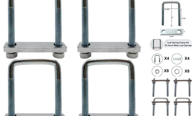 4 Pack Square U-Bolt for Trailer- Fits 3 Fits Up To 3 Inch Wide Leaf Springs