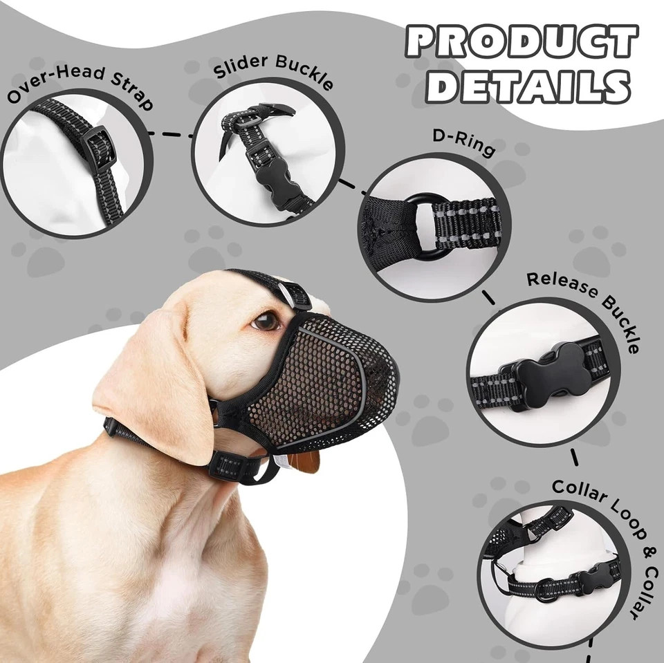 Dog Muzzle,Mesh Soft Muzzle for Small Medium Large Sized Dogs, Breathable Ref...