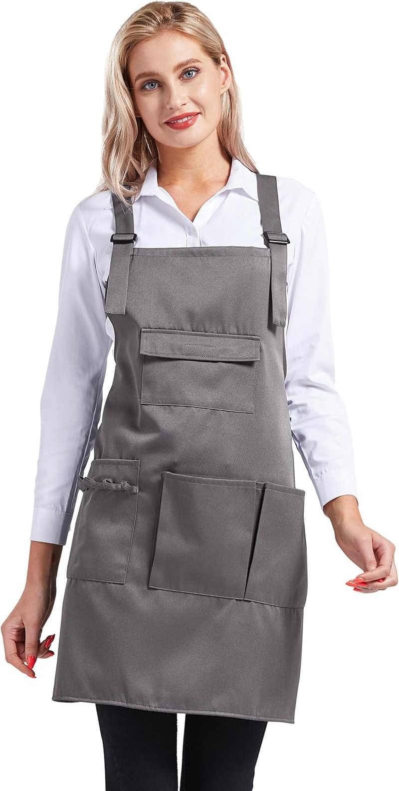 Adjustable Hair Stylist Apron for Women with 4 Pockets Salon Work Apron Bib for