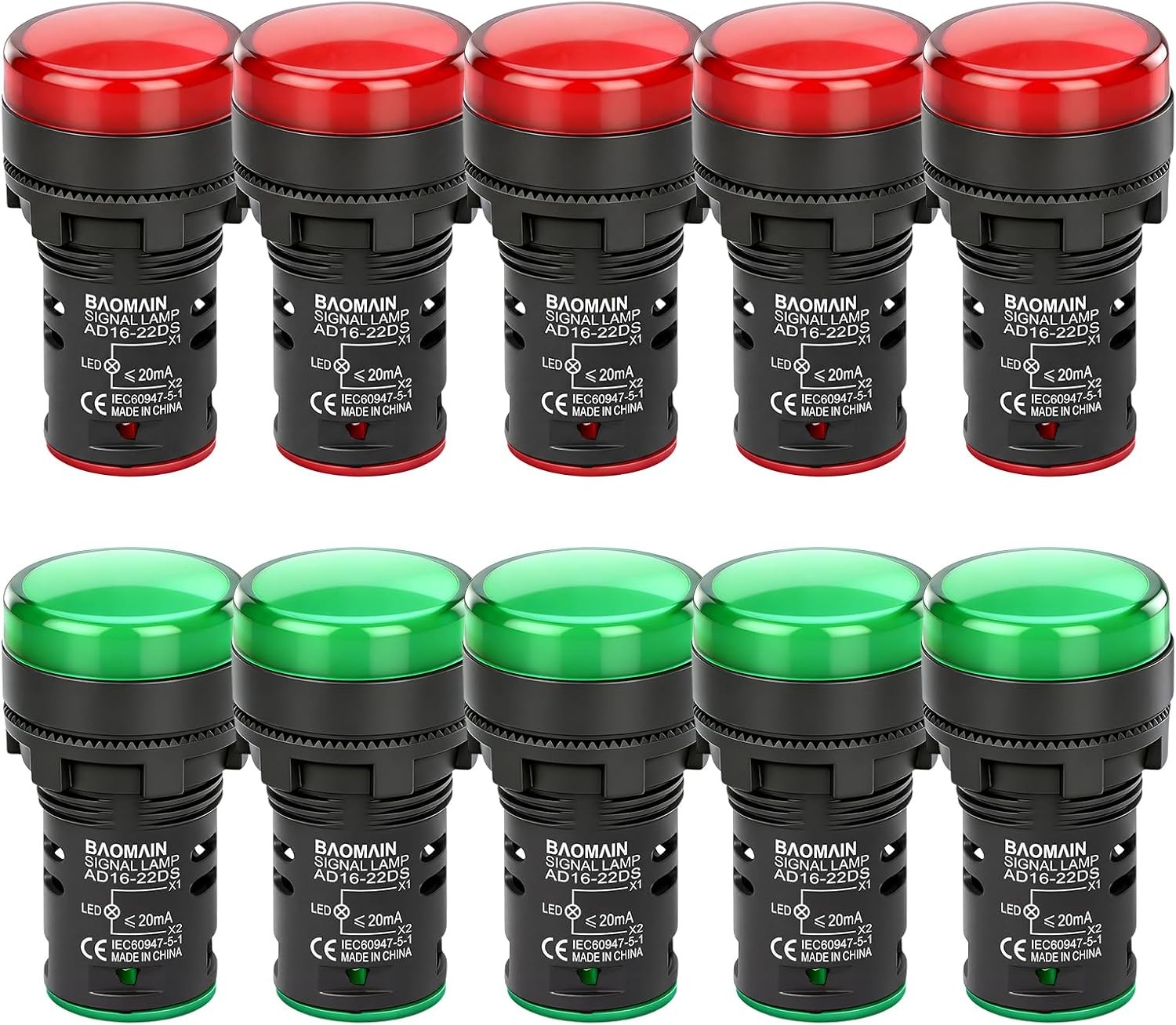 22mm LED Industrial Indicator Light 110V AC Pilot Indicator Light 7/8 Panel