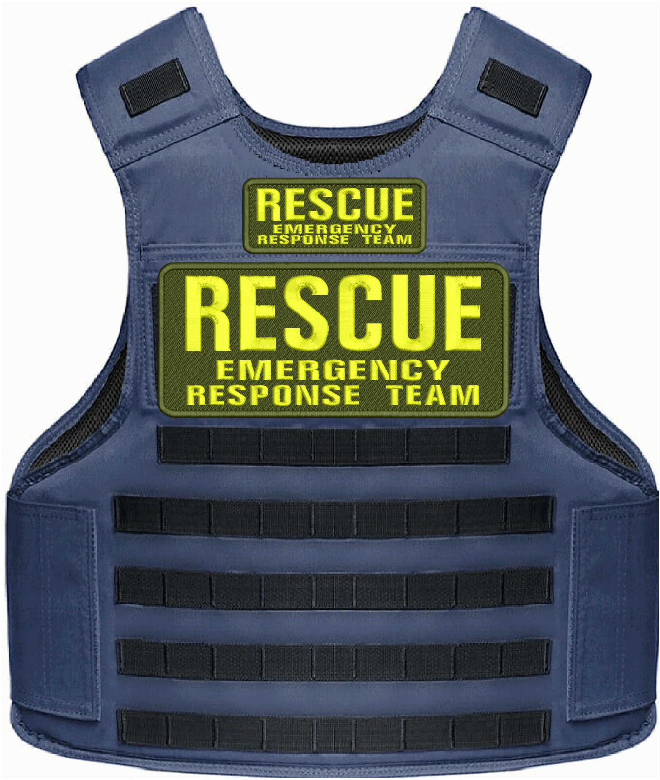 RESCUE E R TEAM 2 EMB PATCH 4X10 AND 2X5 VELCR@ ON BACK YELLOW ON OD GREEN