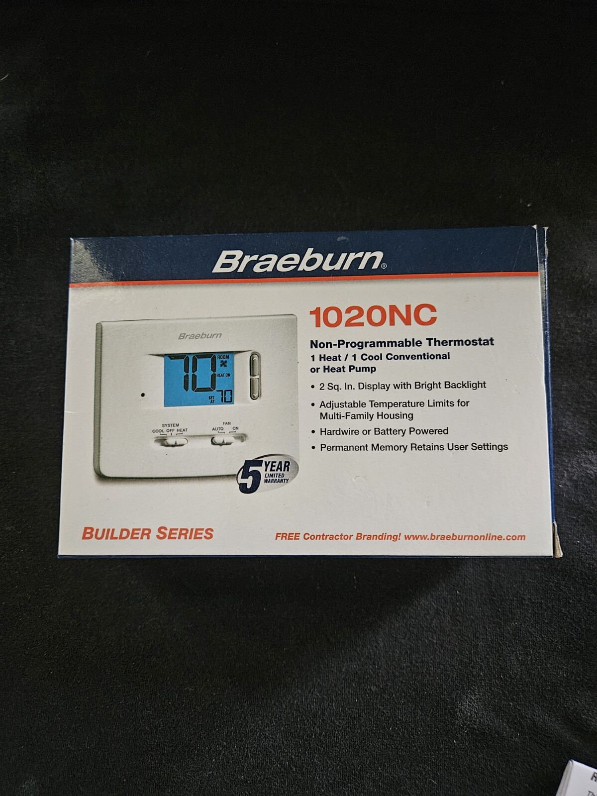 Braeburn Thermostat Non-Programmable 1020NC