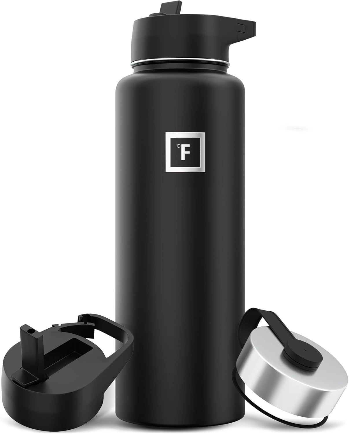 Camping & Hiking Hydration Flask with 3 Lids - Stainless Steel, Double Walled &