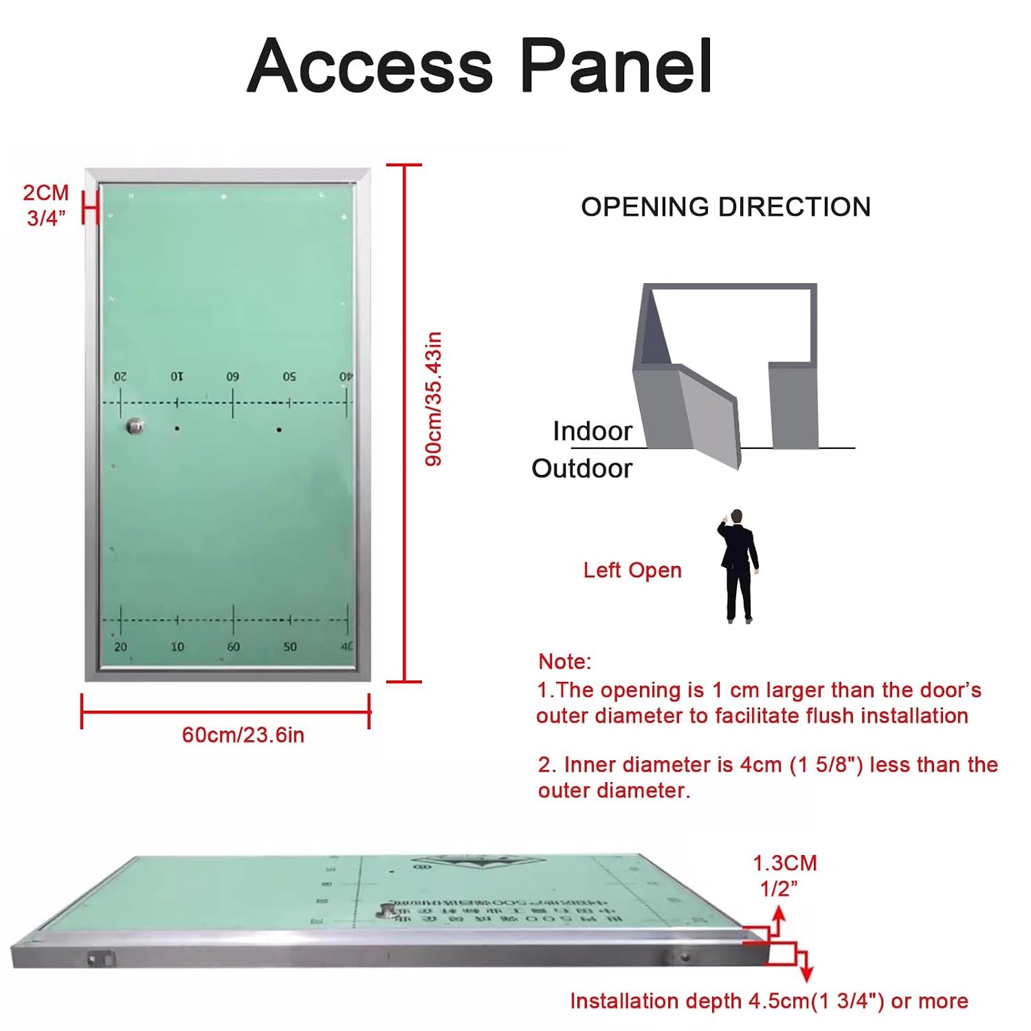 Large Paintable Drywall Access Panel 60x90cm 23.62x35.43in Access Hatch