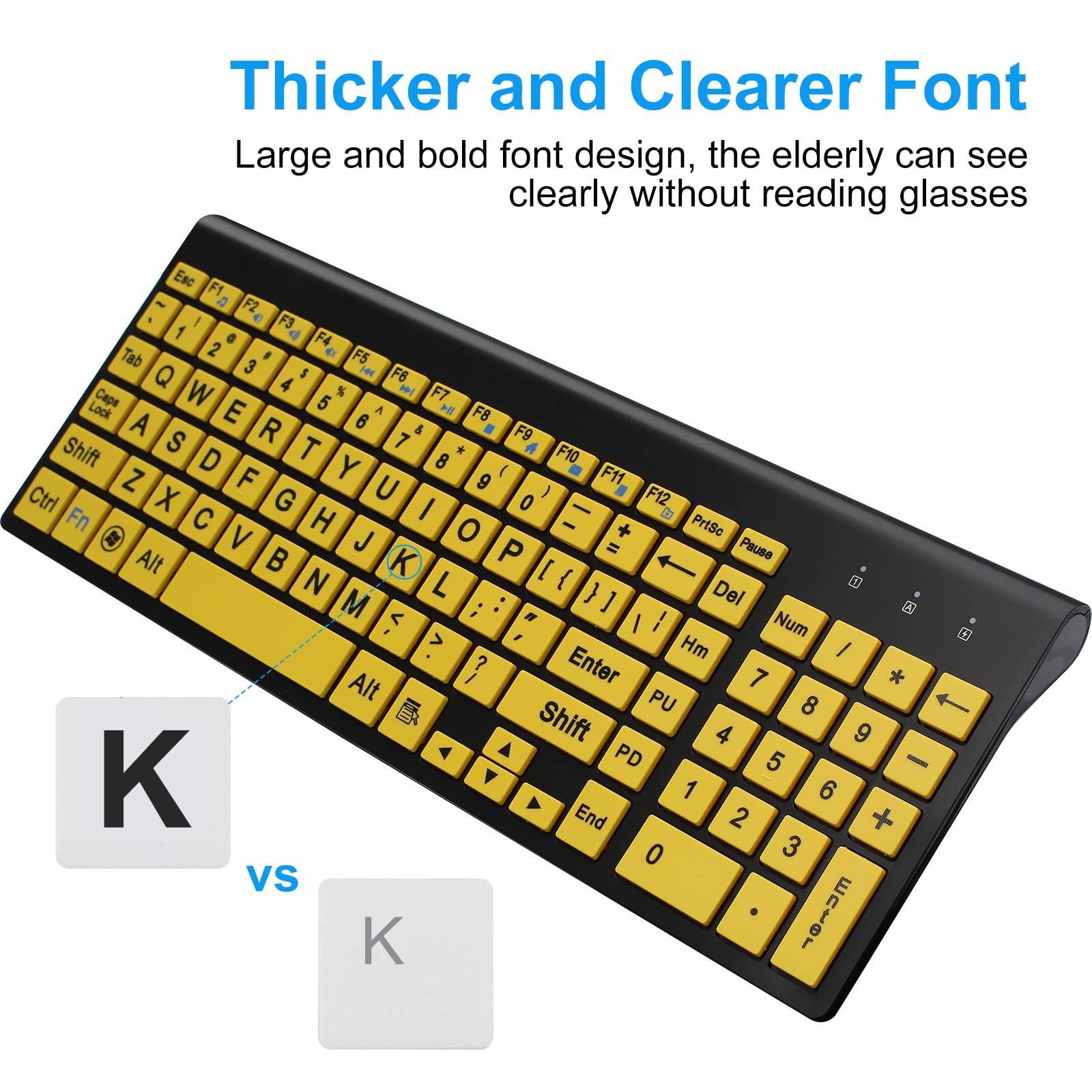 HXMJ-Wireless Large Print Keyboard and Mouse Set with USB Receiver| Quiet Sci...
