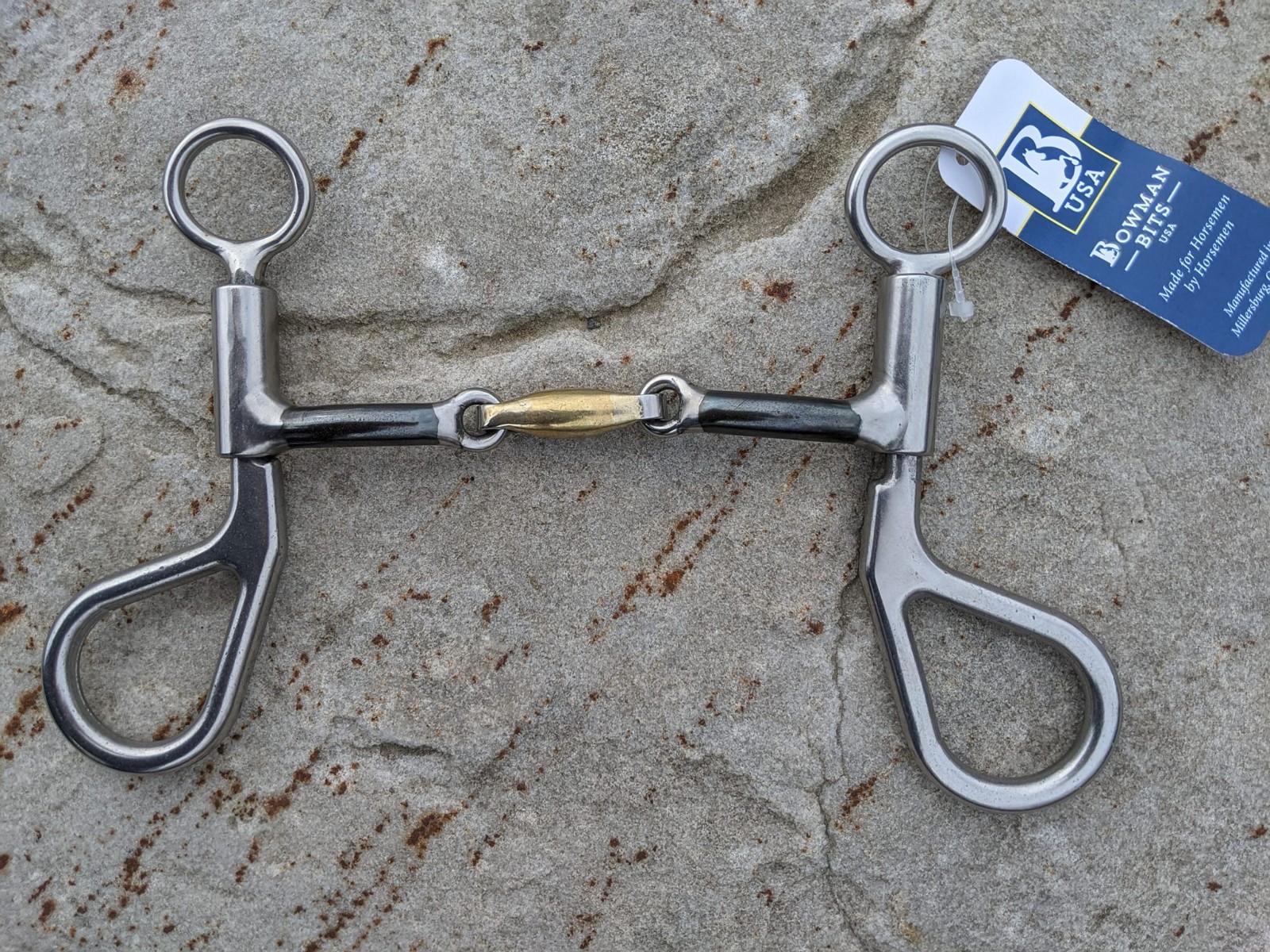 Bowman Bit Teardrop Shank Bit  With Oval Link Mouthpiece. Western Horse Tack