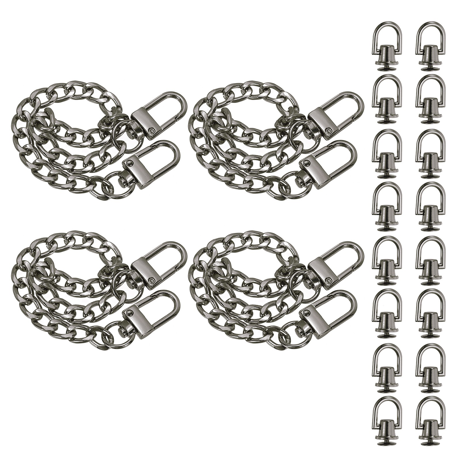 7.9" Flat Purse Chain 8 Pack Black Purse Strap Handbag Chains with D-Rings