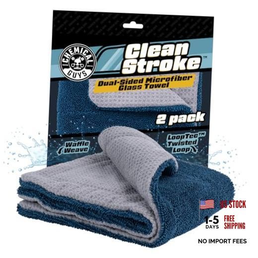 Clean Stroke Dual-Sided Microfiber Glass Towels - 16 x 16 Premium Streak-Free
