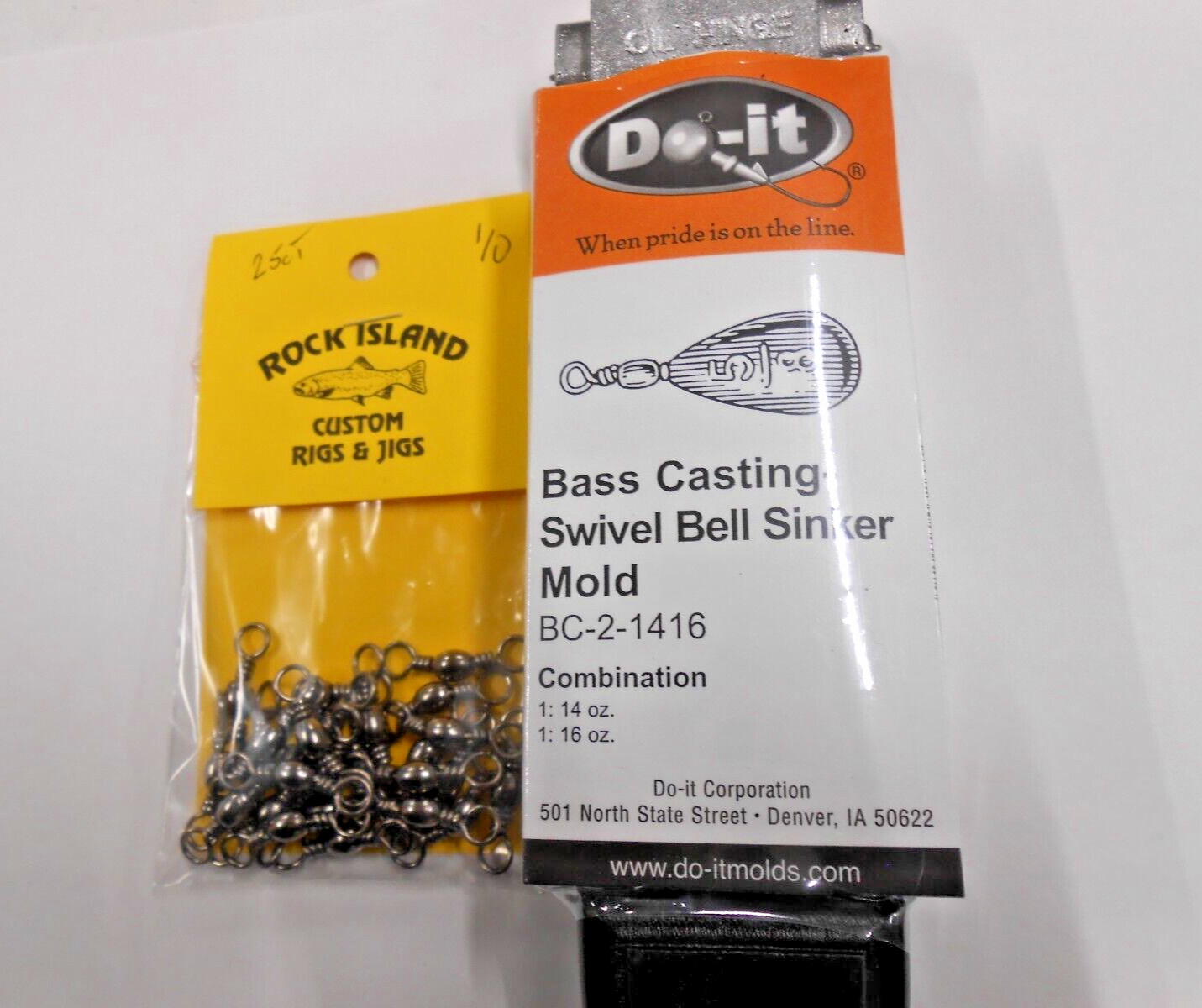 3262 DO-IT Bass Cast Swivel Bell Sinker Mold 14, 16 oz 24 1/0 swivels included