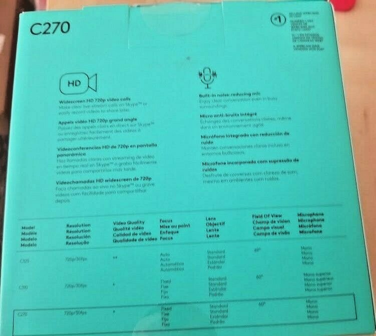 LOGITECH C270 HD Webcam 720p - Black - SEALED & NEW Quick Free Ship