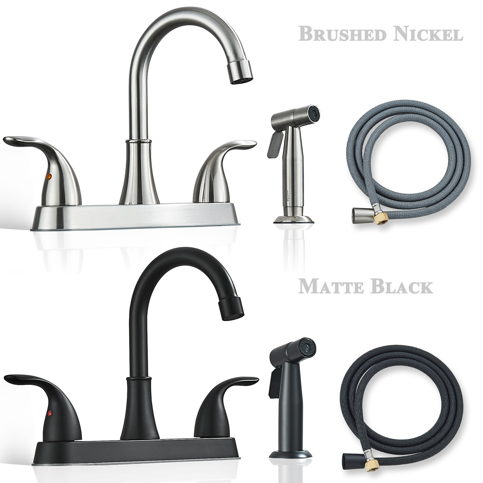 Commercial Kitchen Faucet 2 Handle Swivel Sink Mixer Faucet Pull Out Spray 4Hole