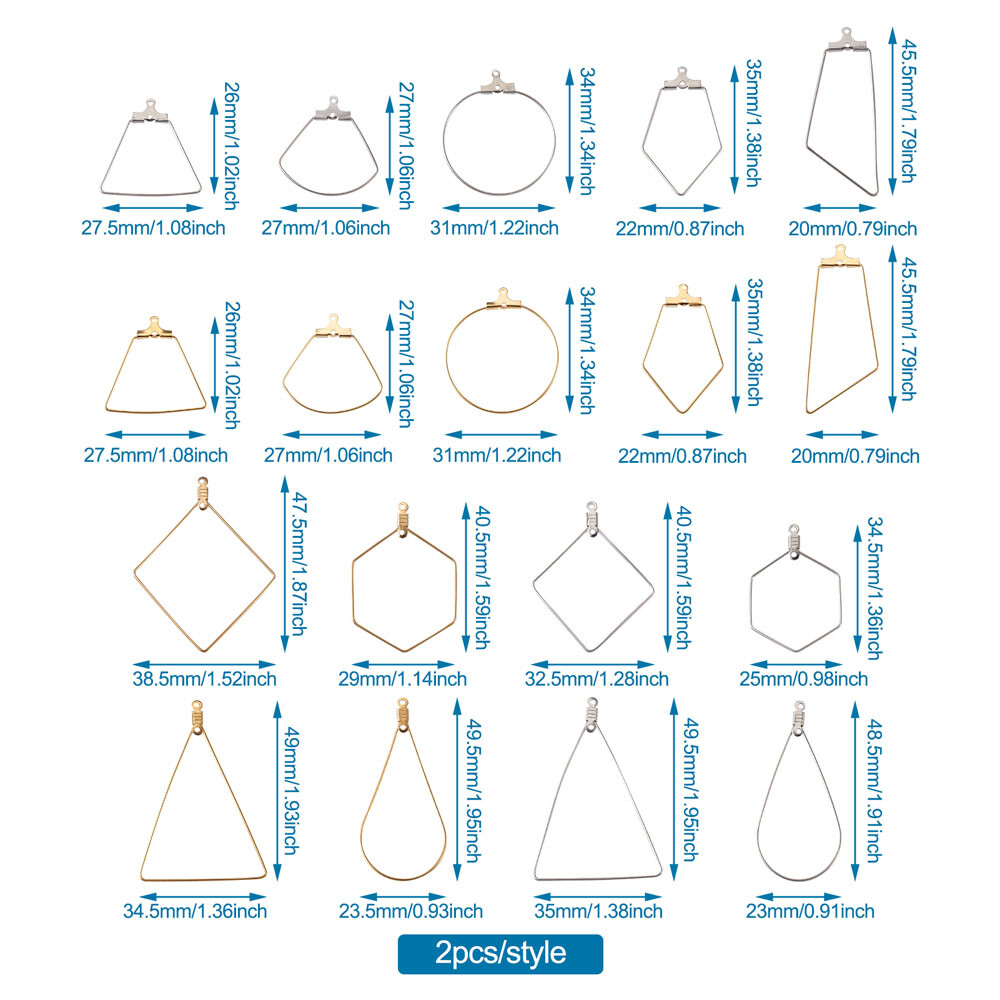 36Pcs Stainless Steel Beading Earring Hoops Component Mixed Hoop Earring Finding