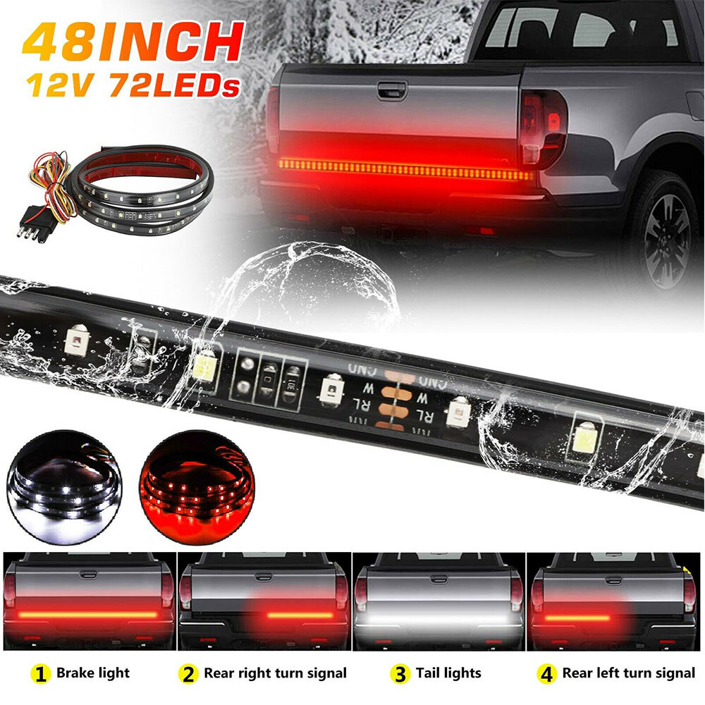 48" Truck Tailgate LED Sequential Strip Turn Signal Brake Tail Reverse Light Tru