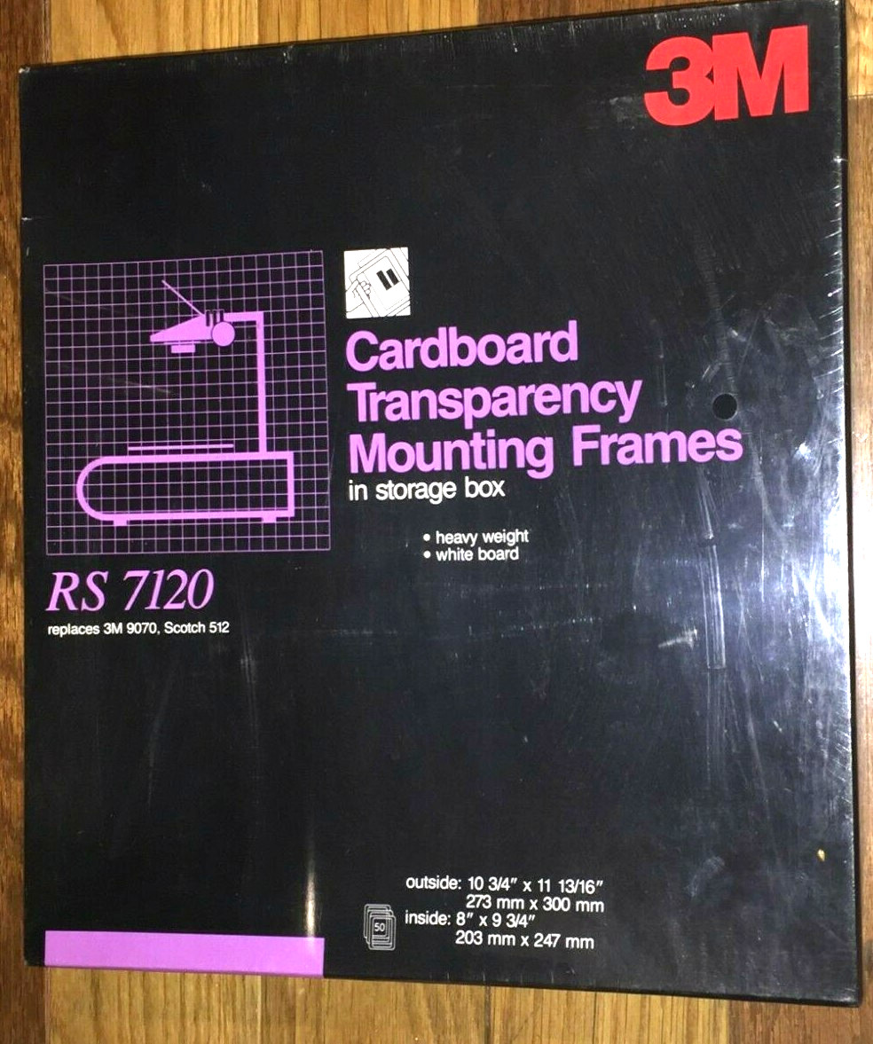 3M Cardboard Transparency MOUNTING FRAMES RS 7120 in Storage Box White Board