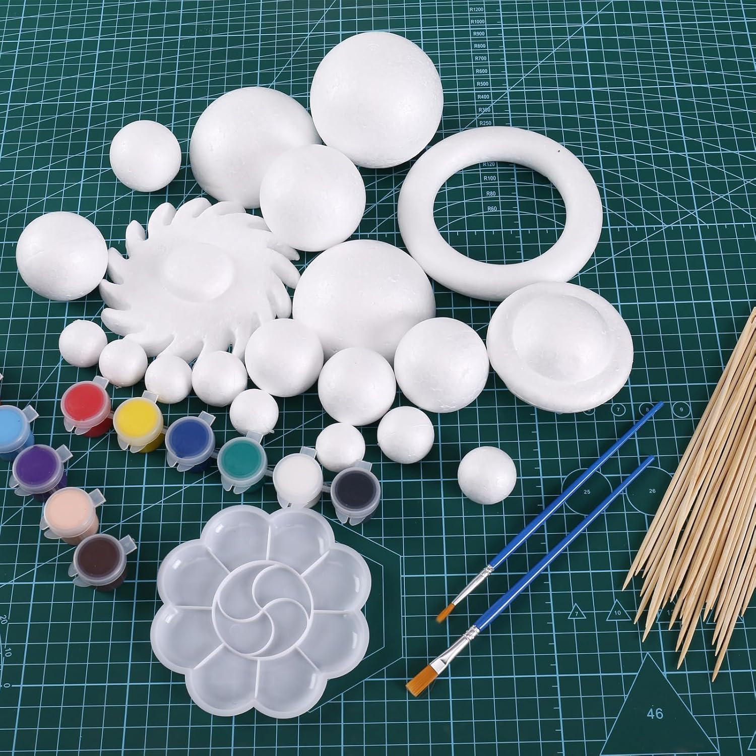 72 Pcs Solar System Model Foam Balls Kit Includes Mixed Sizes Craft Foam Bamboo