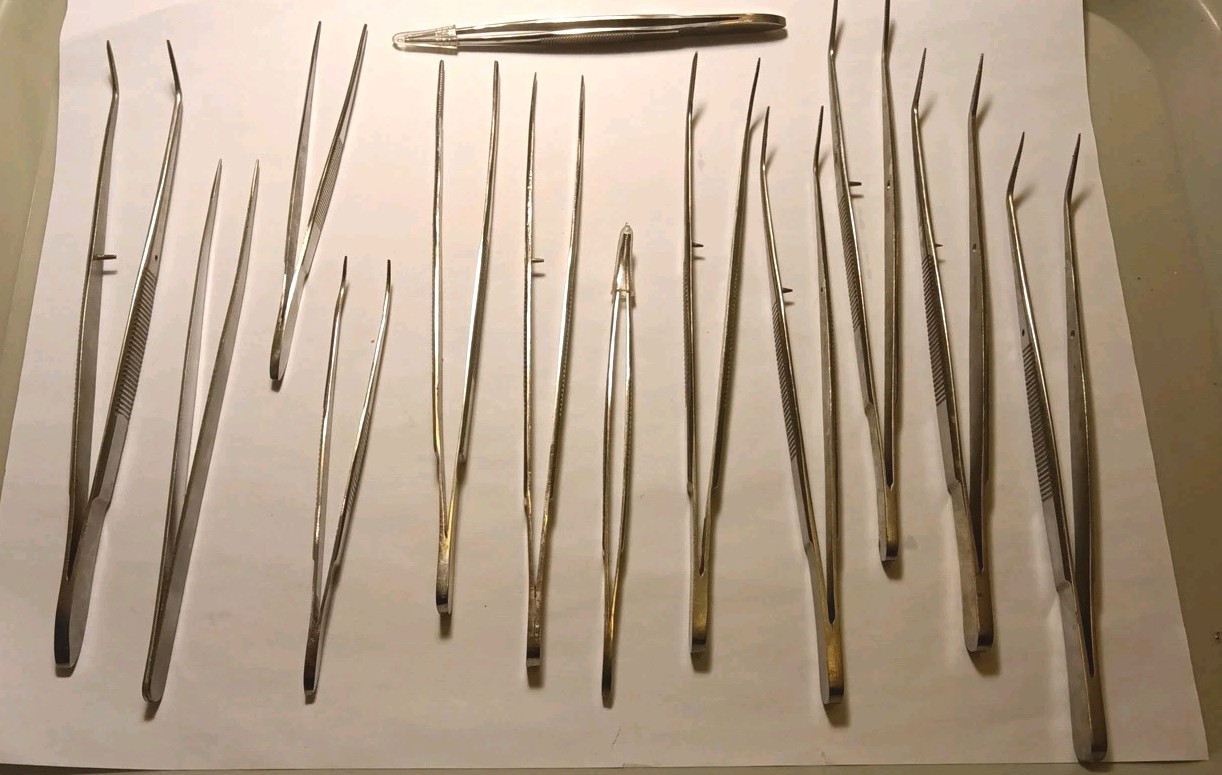 MIXED LOT of 13 Dental / Medical Cotton / Dressing /Tooth  /Surgical Tweezers