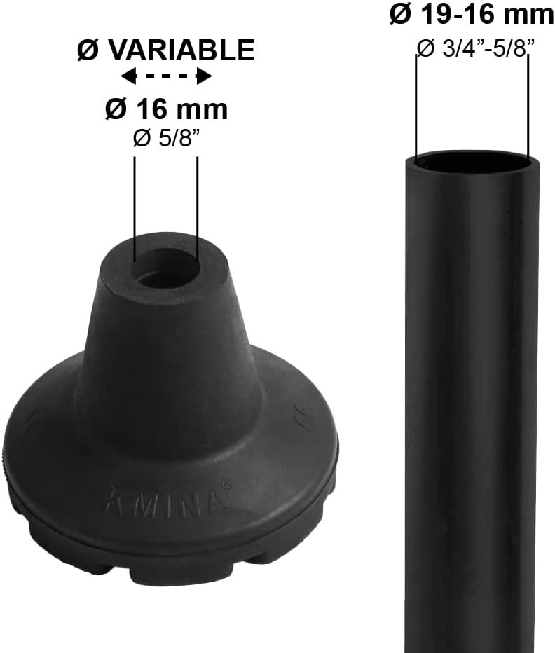 Wide Base 3/4 Inch Rubber Crutch Tips - Non-Slip & Cushioned for Maximum Support