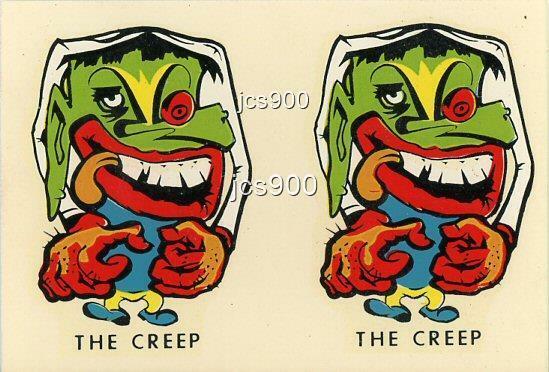 VINTAGE THE CREEP MONSTER HORROR IMPKO BIKE WATERSLIDE RETRO HOT ROD DECAL LOT