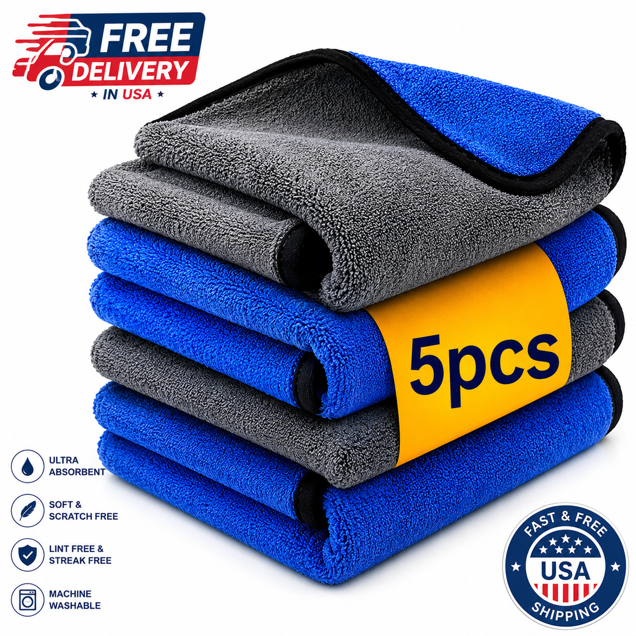 1-10PCS Microfiber Car Cleaning Towels Absorbent Auto Detailing Drying Cloth