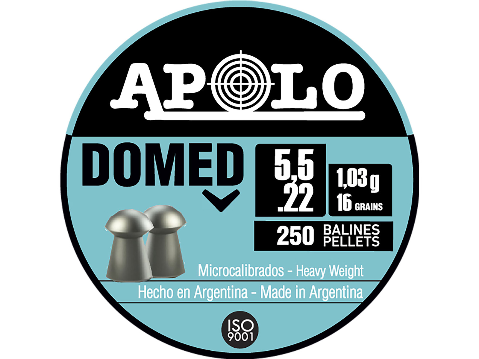Apolo Domed Air Gun Pellets 22 Caliber 16 Grain 5.5mm 250PK