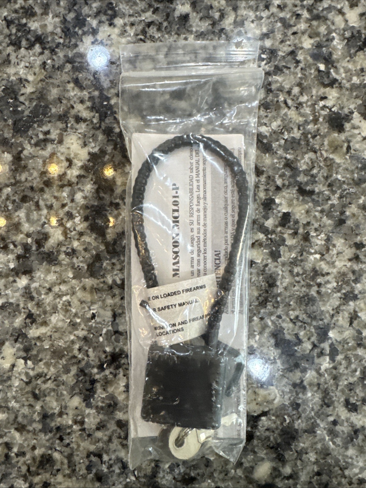Mascon MCL01-P Black Cable Gun Lock W/ Instructions & 2 Keys NEW 😊
