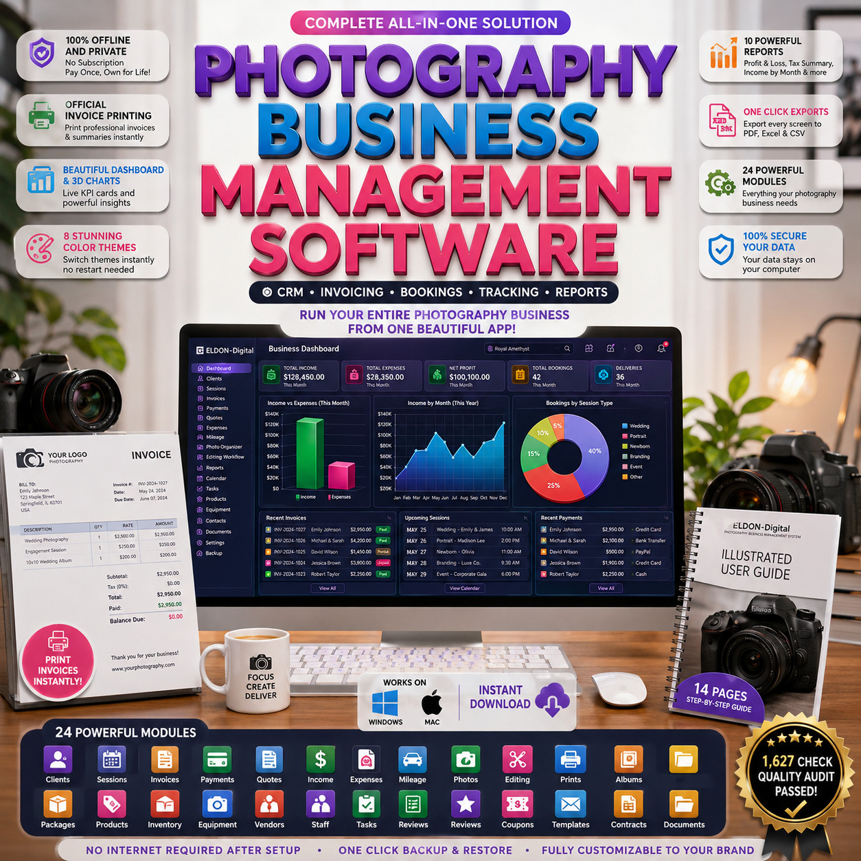Photography Business Management Software CRM Invoice App Windows Mac Download