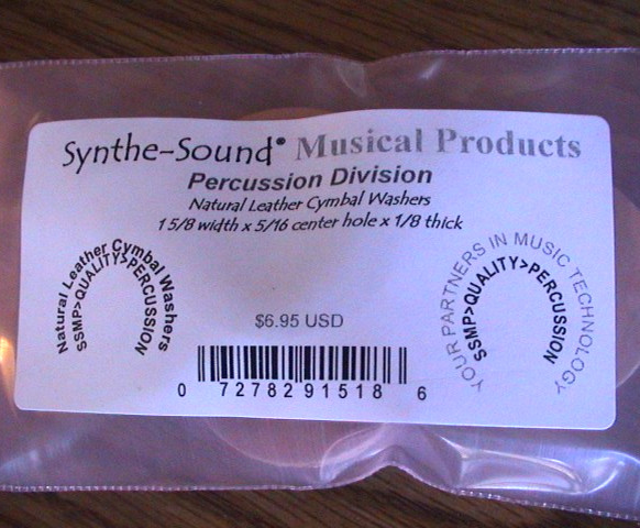 SSMP PERCUSSION NATURAL LEATHER CYMBAL WASHERS 1 5/8" DIA 6/PACK - MADE IN USA!