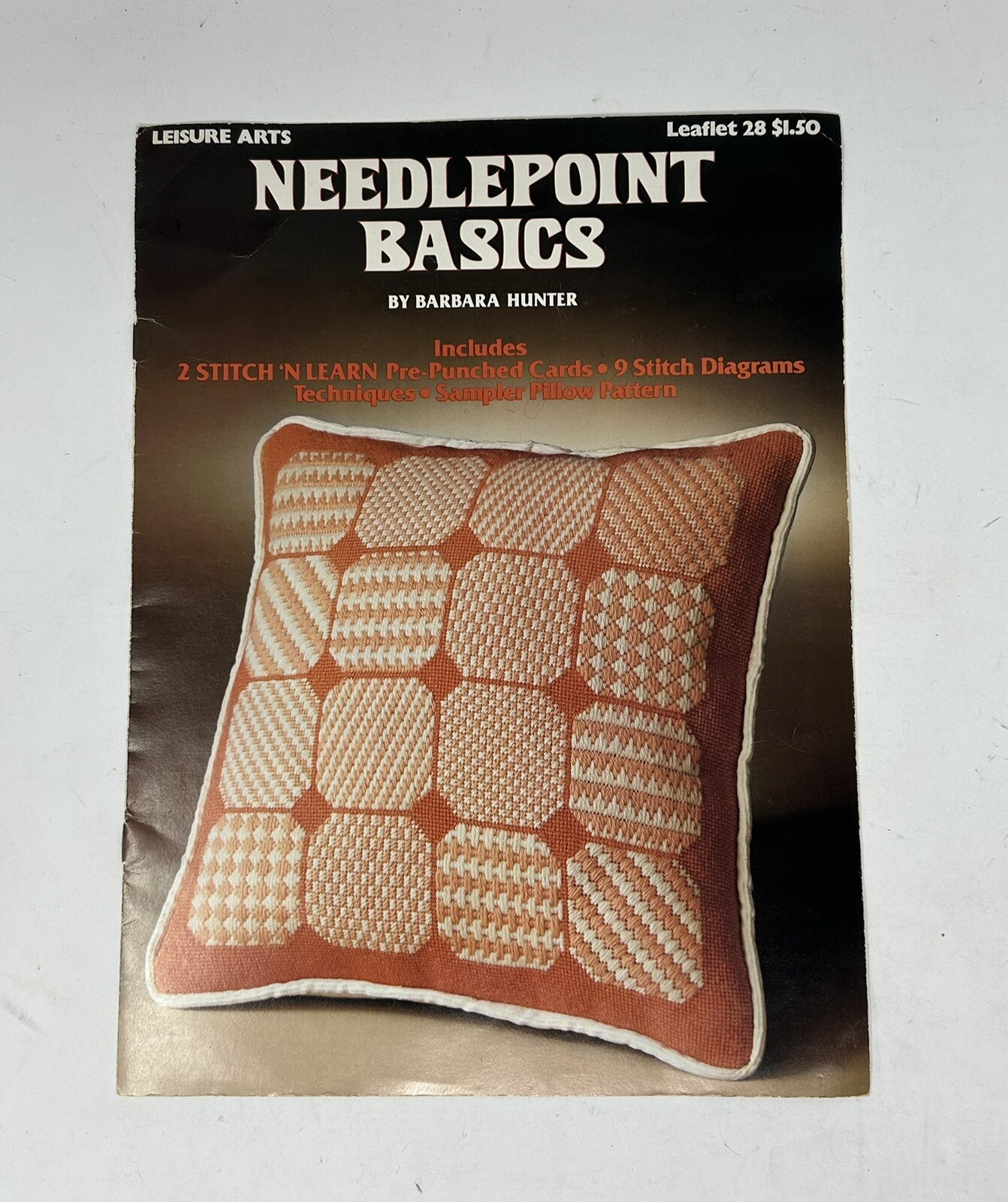 Leisure Arts 1973 Leaflet 28 Needlepoint Basics Sampler Pillow Stitch Diagrams
