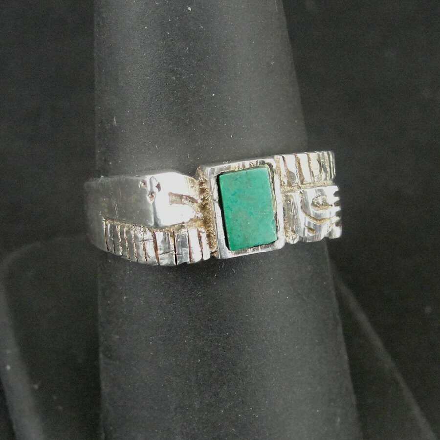 Ring Silver Azurite Stone with Band Design Sterling 925 Size 8 Ring Band