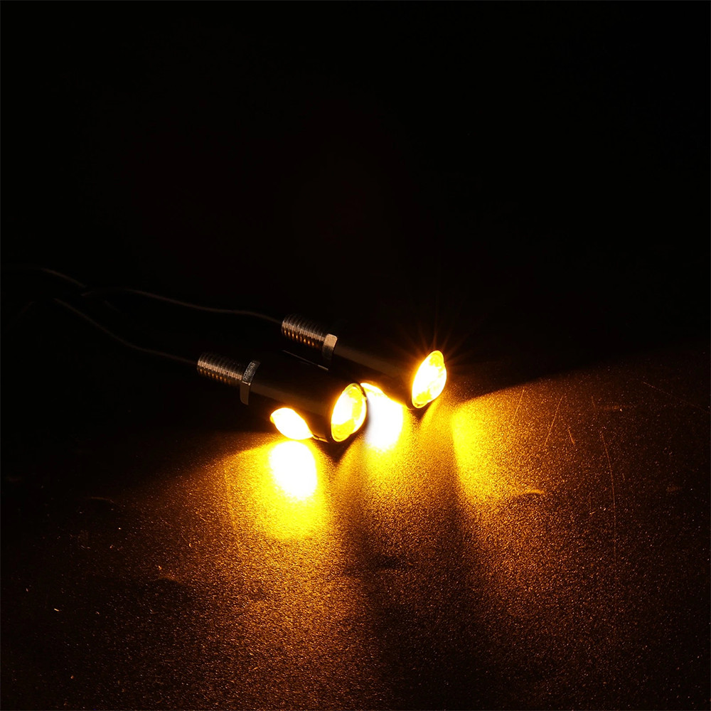 2X Mini LED Motorcycle Turn Signals Indicator Amber Blinker Light Universal Lamp