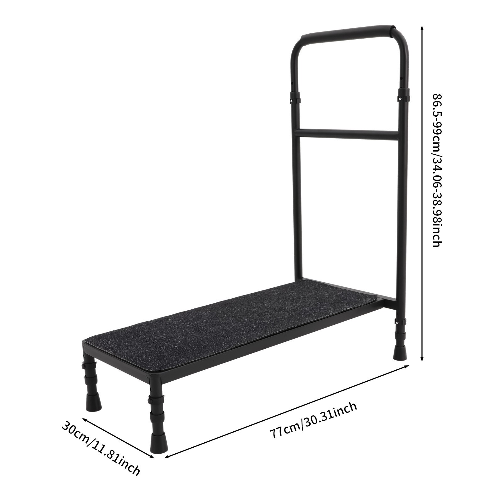 Bedside Step Stool Large Adjustable Height with Stable Assist Rail Bed Step
