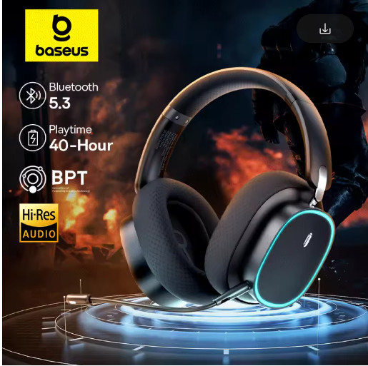 Baseus GH02 Wireless Gaming Headphones Bluetooth 5.3 RGB 40mm Driver