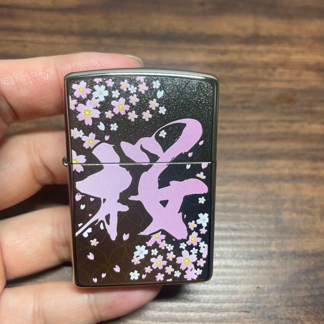 Zippo lighter cherry blossom Japanese pattern black