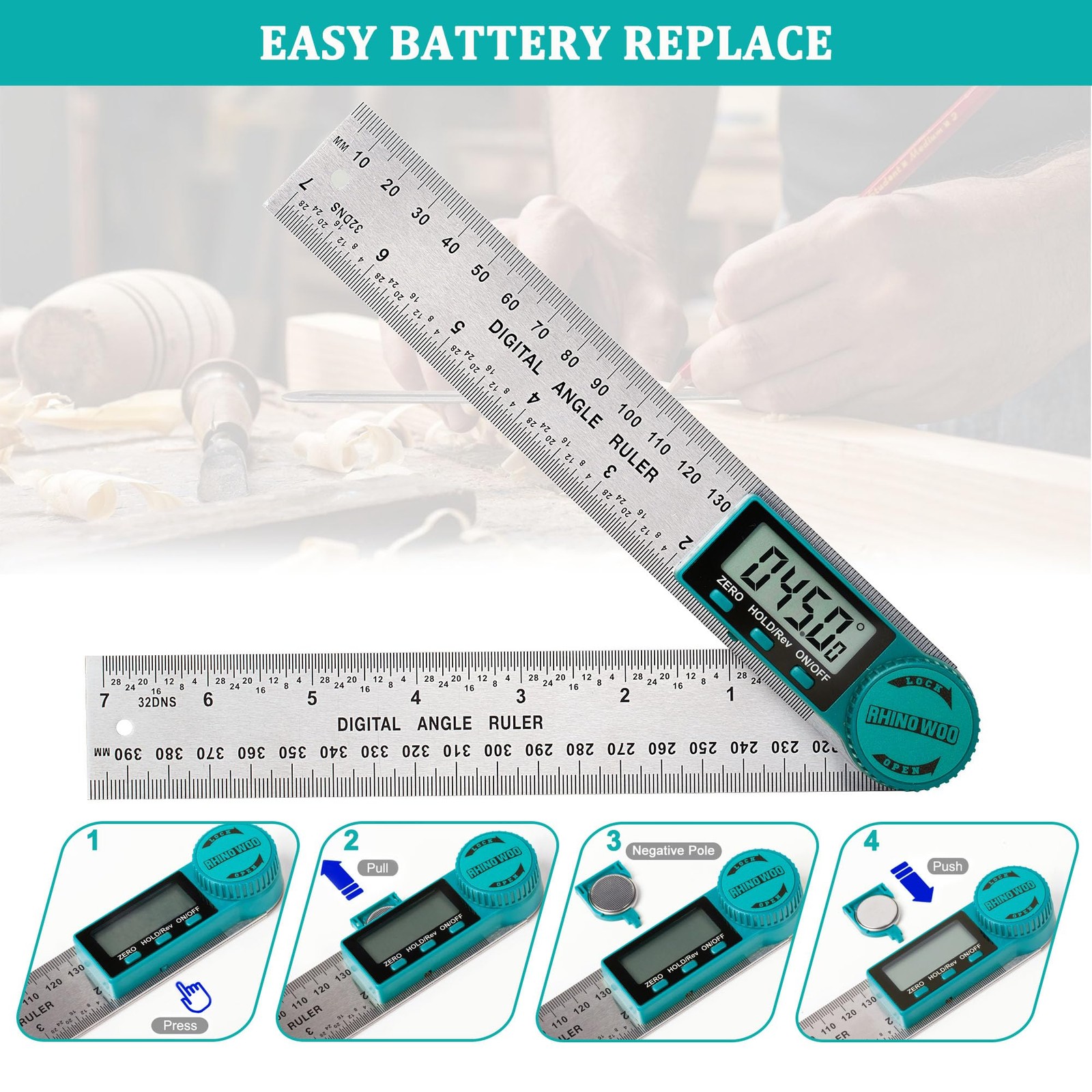 Digital Angle Finder Protractor, Ruler with 7inch/200mm, Angle...