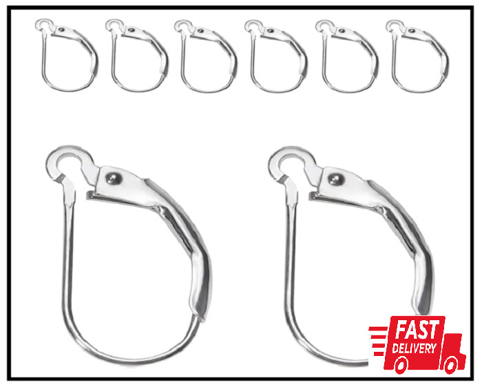 925 Sterling Silver Leverback Earring Hooks 8Pcs Interchangeable French