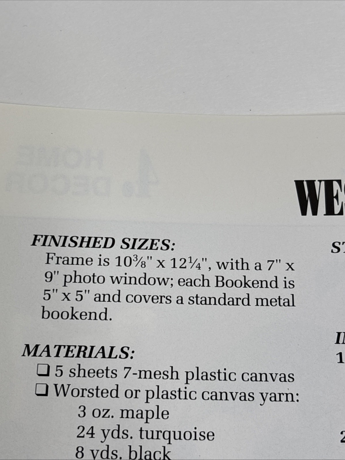 Western Boot Set Bookends & Photo Frame Annie's Plastic Canvas Pattern Page