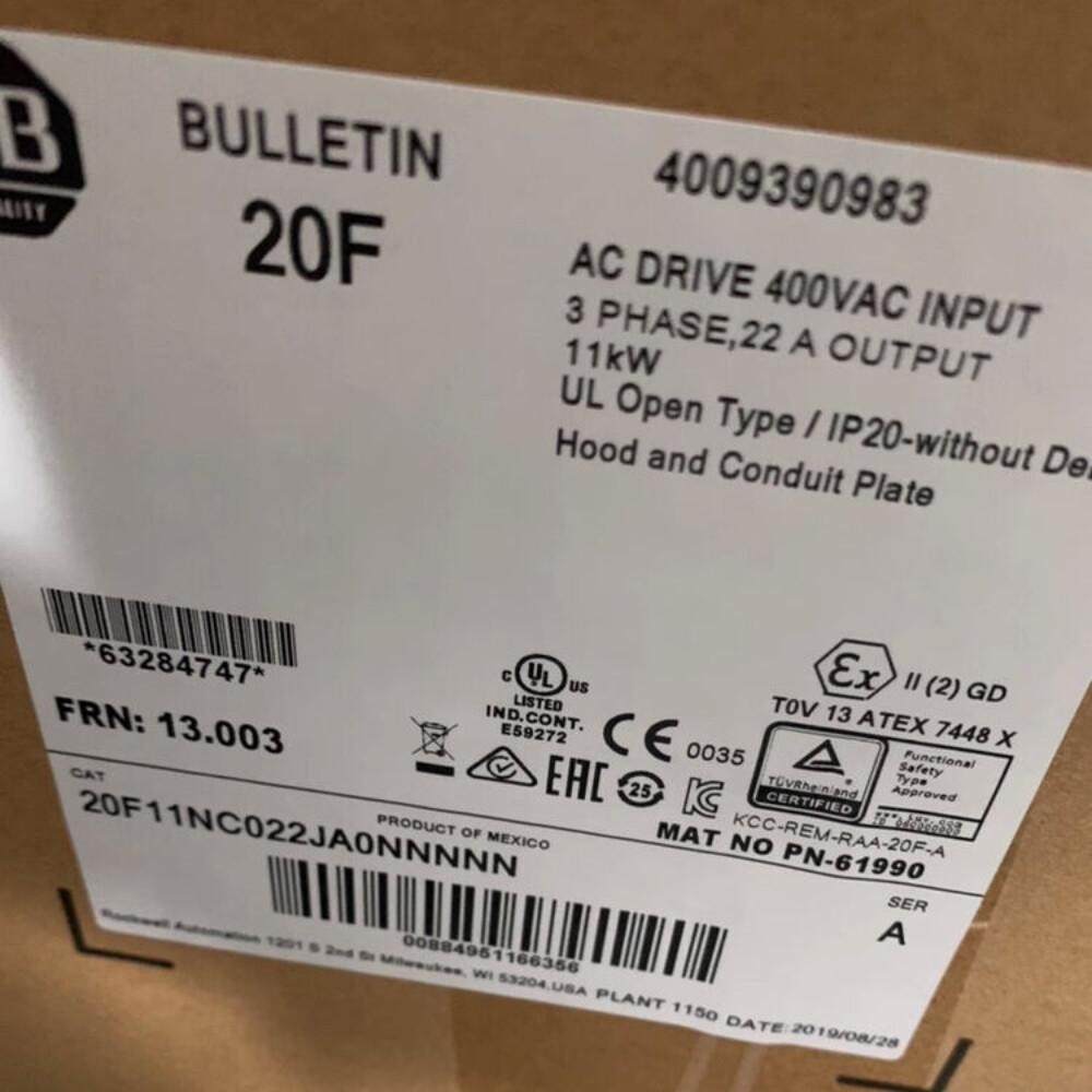 20F11NC022JA0NNNNN Allen-Bradley PowerFlex Air Cooled 753 AC Drive US Free Tax