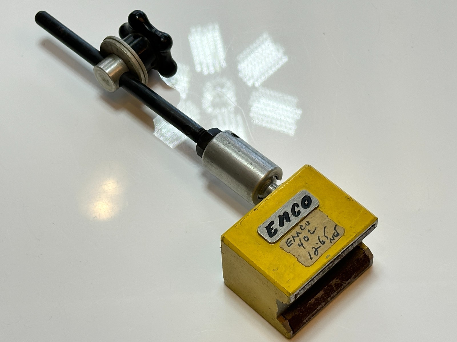 Vintage ENCO Tools Co. Tiny Titan YELLOW Magnetic Base Tool Holder (France)