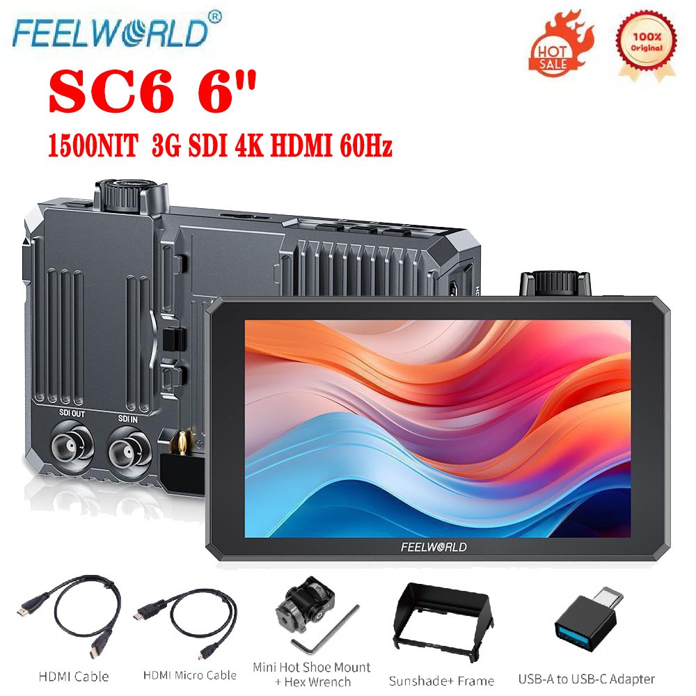 FEELWORLD SC6 6" IPS Aluminium Filed Camera Video Monitor 3G SDI 4K HDMI Monitor