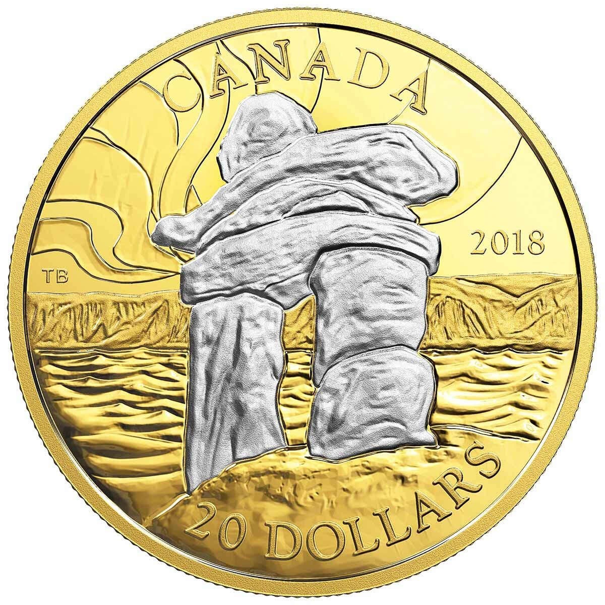 2018 $20 Canada's Iconic Inukshuk: Guiding Way Pure Silver Coin 1 oz. Box & COA