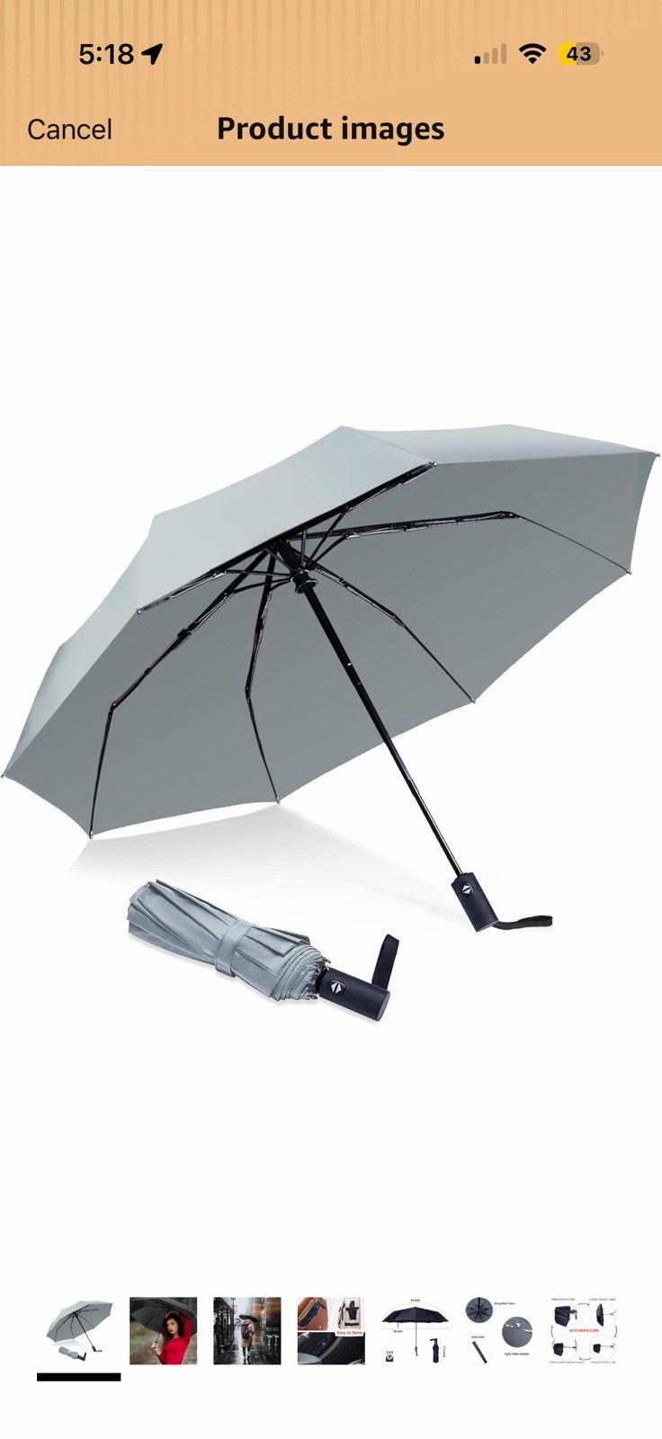 Windproof Travel Umbrellas Durable & Compact folding Umbrellas for Rain+UV Prote