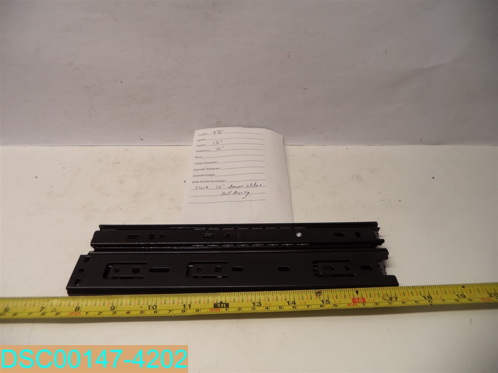 QTY=10 (5 pair): 10" Drawer Slides Ball Bearing 9-7/8" L X 1-1/2" H X 1/2" THK
