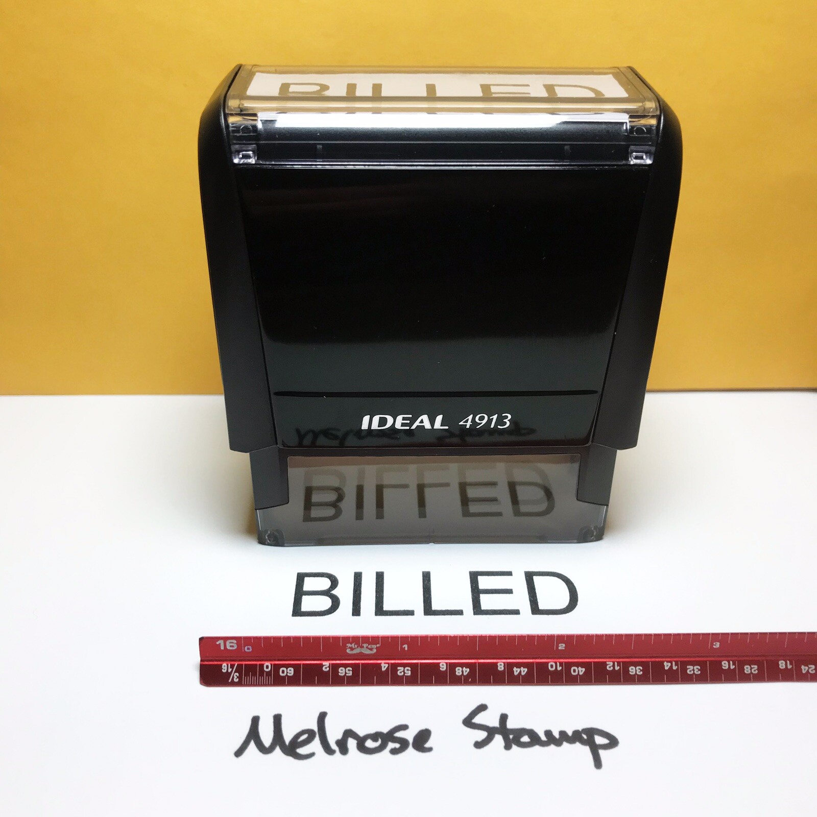 Billed Rubber Stamp Black Ink Self Inking Ideal 4913