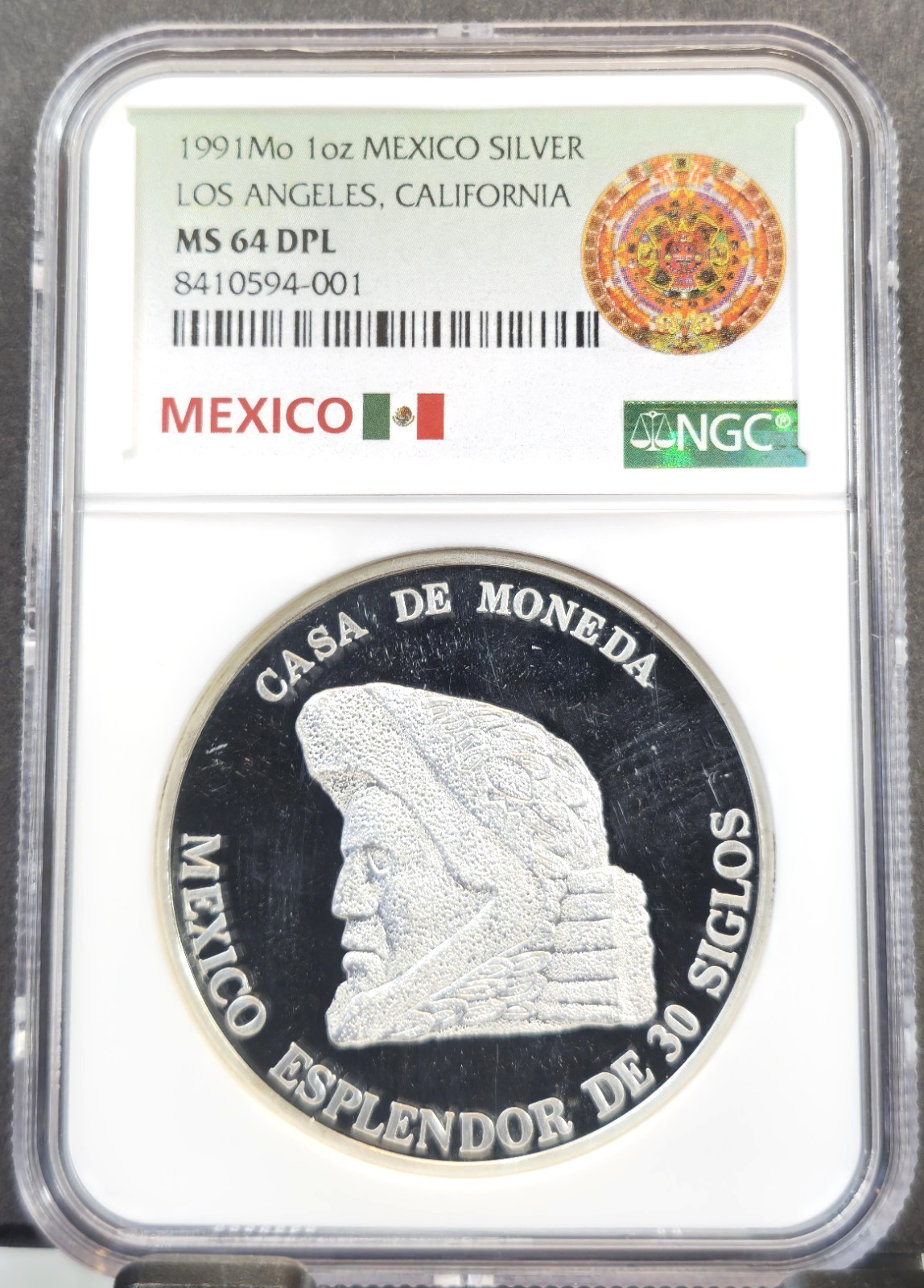 1991 MEXICO SILVER MEDAL LOS ANGELES CALIFORNIA NGC MS 64 DPL EXTREMELY RARE