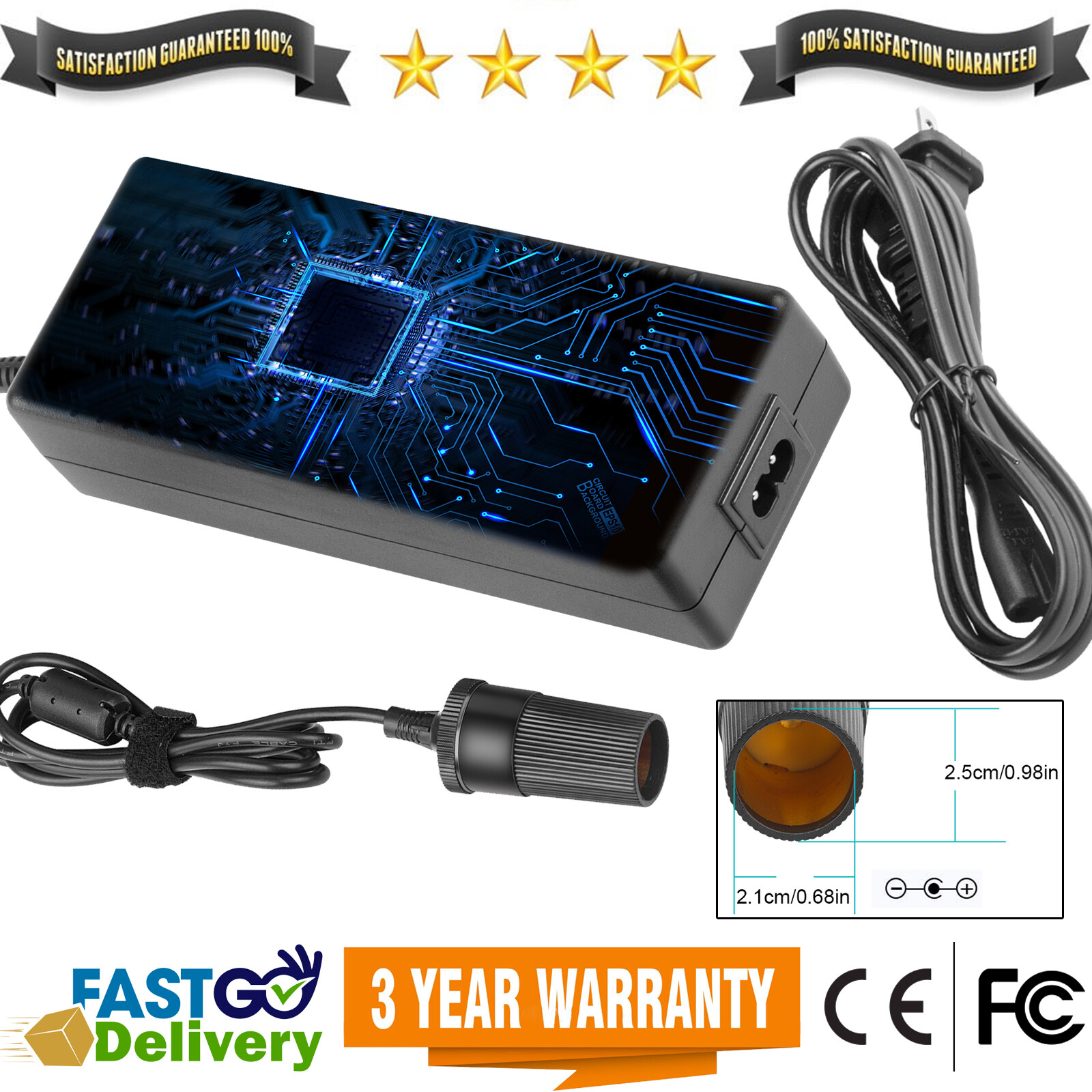 AC to DC Converter 120W, 110V to 12V Car Cigarette Lighter Socket Power Adapter