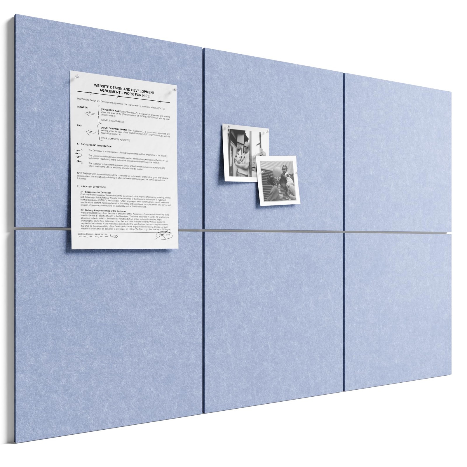 6 Pack Soft Periwinkle 36x24 In Large Felt Bulletin Cork Board Tiles Tabs