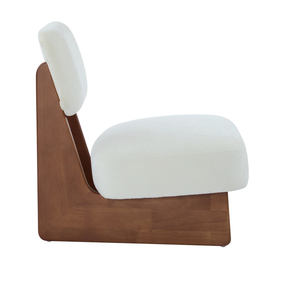 Modern Beige Lounge Chair Set of 2 w/Polyester Upholstery & Wood Base