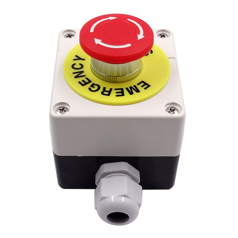 22mm Mushroom Head E-STOP Switch Latching Emergency Stop Push Button Control Box