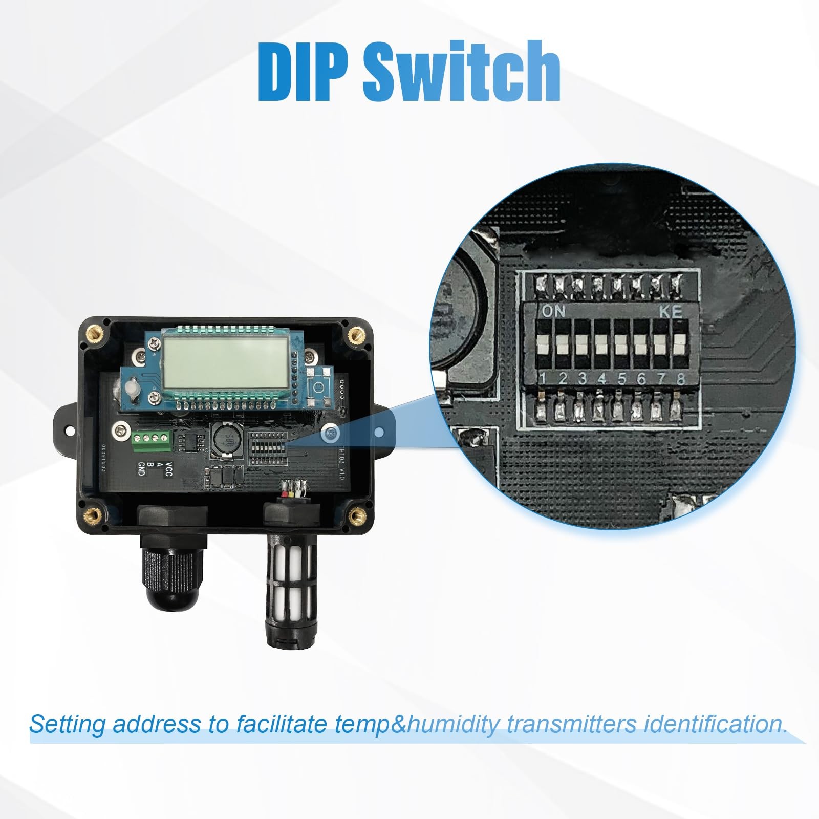 Tzone RS485 Temperature Humidity Sensor Modbus RTU Temp Digital Gray