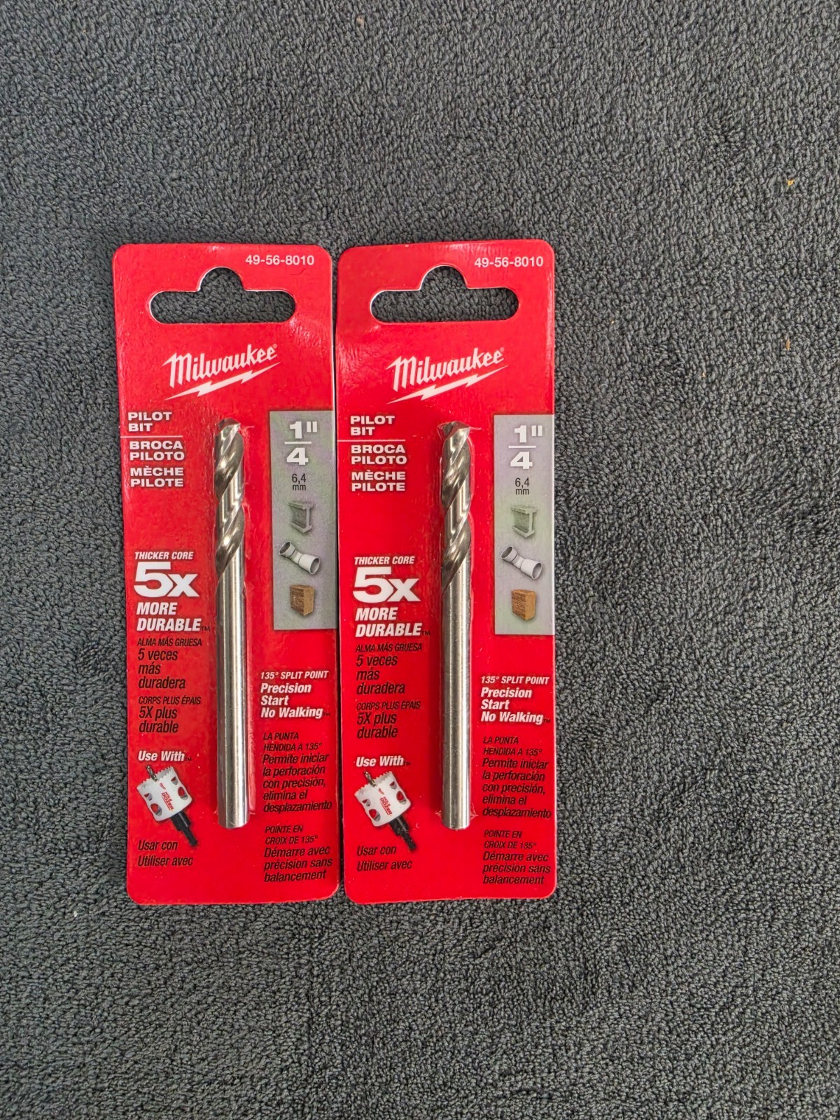 (2) Milwaukee 1/4 in. x 3-1/2 in. Pilot Drill Bit For Hole Saw Arbor 49-56-8010